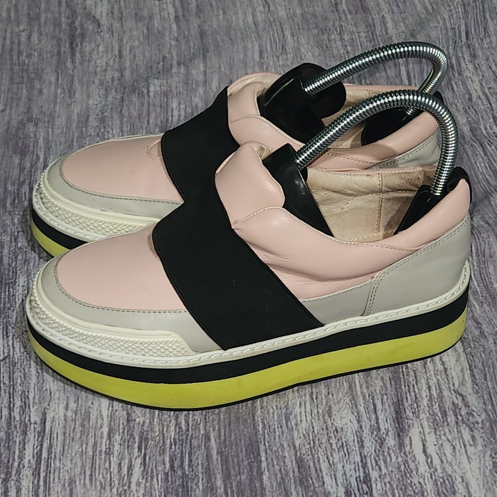 Shellys London Platform Slip‎ On Sneakers Shoes Pastel Pink Color Block